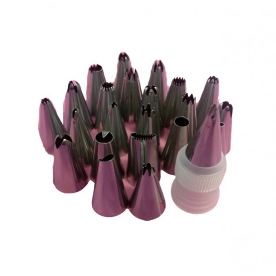 Set 23 duiuri ornat din inox cu adaptor inclus, 3 cm, Rose, 83COF