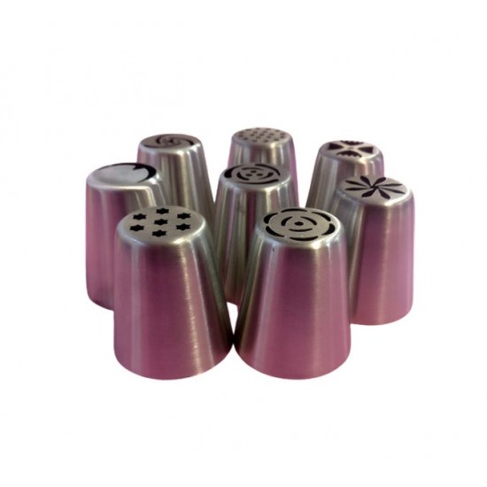 Set 8 duiuri ornat din inox cu adaptor inclus, 4.2 cm, Rose, 84COF