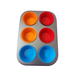 Tava De Copt 6 Briose, 6  Cupe din silicon, 70COF
