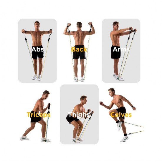 Sistem de antrenament fitness cu corzi extensibile, Power 100% Latex, JT003