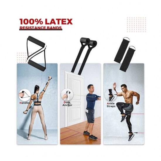 Sistem de antrenament fitness cu corzi extensibile, Power 100% Latex, JT003