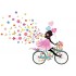 Sticker decorativ, Fata pe bicicleta cu fluturi, 90 cm, 1141STK-1