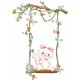 Sticker decorativ, Pisica pe leagan, 90 cm, 1143STK