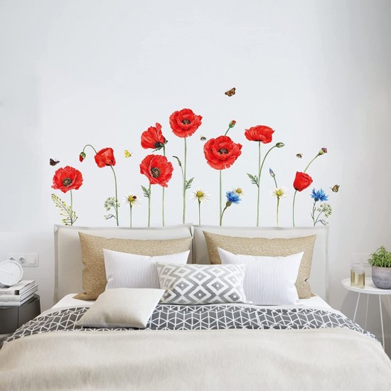 Sticker decorativ, Trandafiri rosii, 90 cm, 1144STK