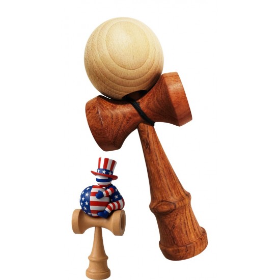 Kendama din lemn natural, Bila lemn + Sticker Waterproof USA pentru telefon, 153KD
