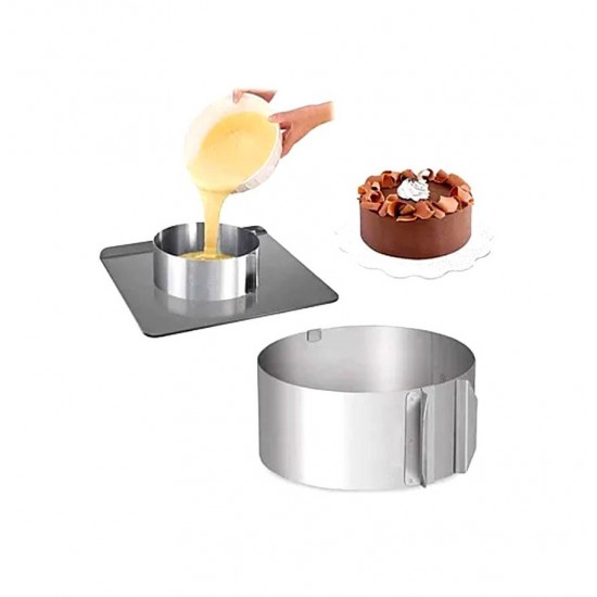Forma pentru torturi, rotunda reglabila 16-30 cm, Inaltime 8,8 cm, Inox, 461COF