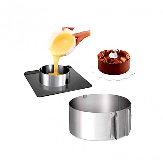 Forma pentru torturi, rotunda reglabila 16-30 cm, Inaltime 8,8 cm, Inox, 461COF