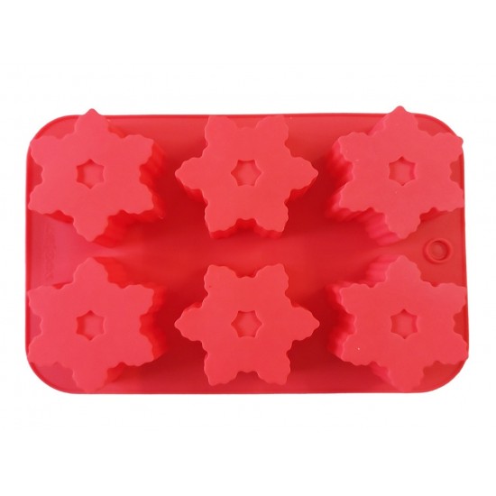 Forma silicon in forma de fulgi de zapada, 6 cavitati, Rosu, 25 cm, 473COF