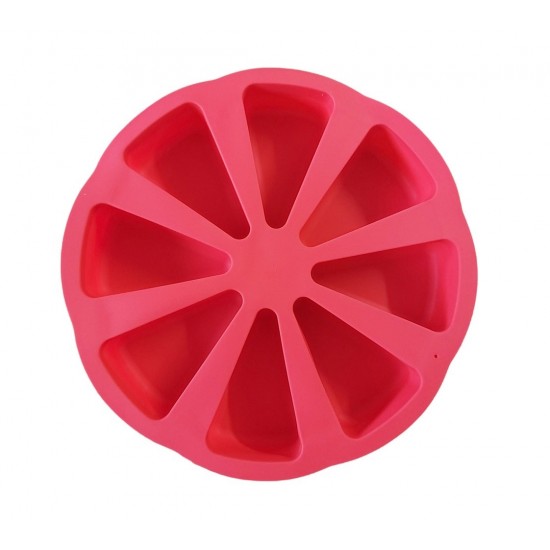 Forma silicon pentru prajituri, Felii de Pizza, 8 cavitati, Rosu, 27 cm, 476COF