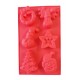 Forma silicon pentru prajituri, Tema Craciun, 6 cavitati, Rosu, 27 cm, 479COF