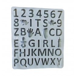 Forma silicon cu Cifre, Litere, Piciorus, Manuta, Biberon, Dinozaur, Suzeta, Albastru, 21 cm, 491COF