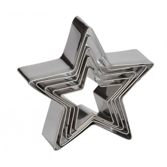 Set 5 forme decupatoare in forma de stea, pentru biscuiti, 9 cm, 511COF