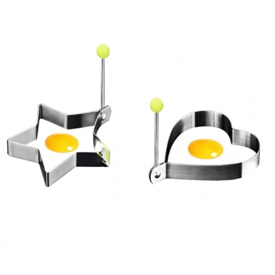 Set 2 forme de prajit oua sau de prajit clatite in forma de inimiora si stea, 8 cm, 514COF