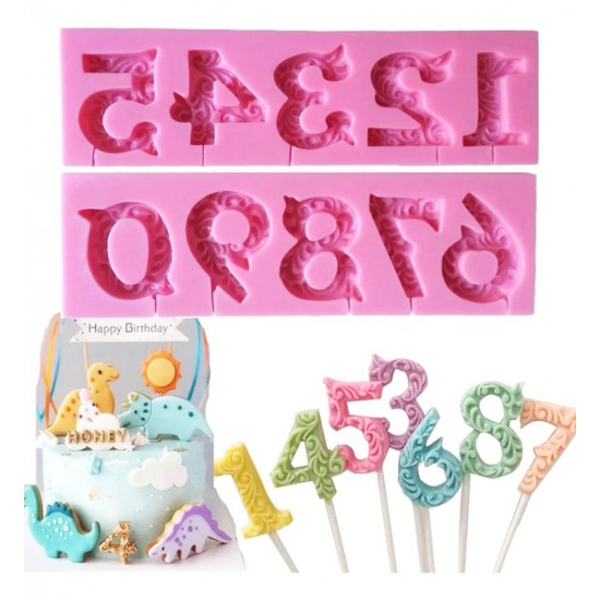 Set 2 matrite din silicon pentru cifre din martipan, 17 x 5.5 cm, 551COF