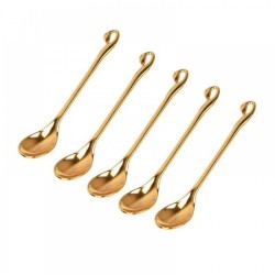 Set 6 lingurite cu suport Lebada, Luxury Gold, 14 cm, A13834