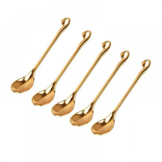 Set 6 lingurite cu suport Lebada, Luxury Gold, 14 cm, A13834