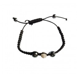 Bratara cu pietre Hematit si Charm,  Negru, BR62