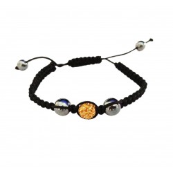 Bratara cu pietre Hematit si Charm,  Negru, BR63