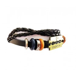 Bratara din piele ecologica, Model Energie, Negru, BR28