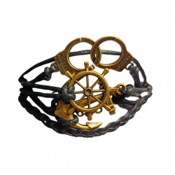Bratara din piele ecologica, Navigator,  Negru, BR61