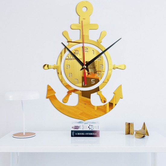 Ceas decorativ de perete, Ancora, Oglinda acrilica, 45 cm, MC-01