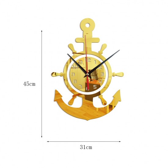 Ceas decorativ de perete, Ancora, Oglinda acrilica, 45 cm, MC-01