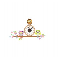 Ceas decorativ de perete, Bufnite, Ceas cu Autocolant, 55 cm, CD871