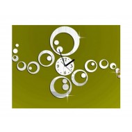 Ceas decorativ de perete, Cercuri, Oglinda acrilica, 40 cm, LK-17