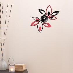 Ceas decorativ de perete, Flori, Oglinda acrilica, 36 cm, ZB077