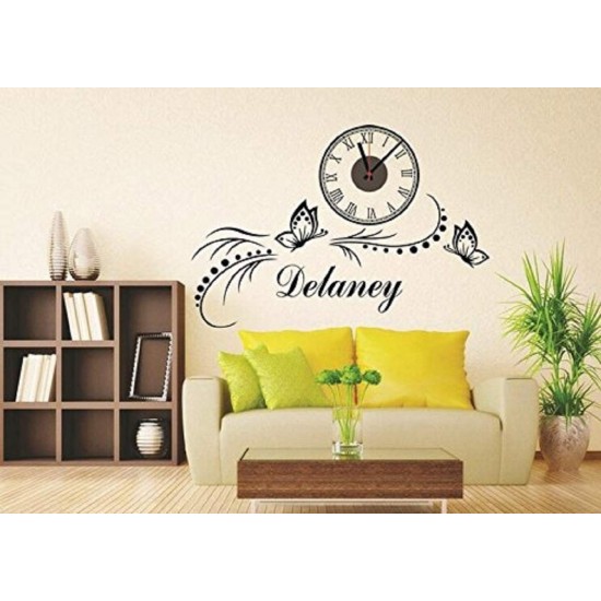 Ceas decorativ de perete, Fluturi, Ceas cu Autocolant, 55 cm, CD874