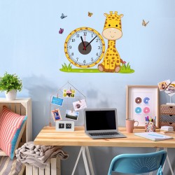 Ceas decorativ de perete, Girafa, Ceas cu Autocolant, 53 cm, CD865
