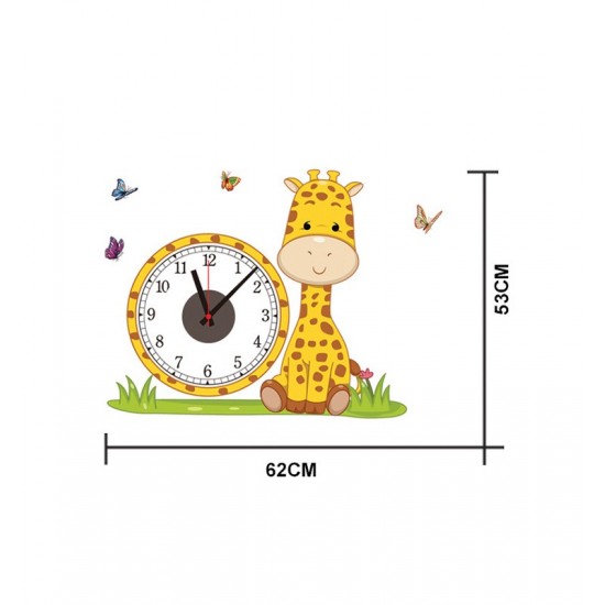 Ceas decorativ de perete, Girafa, Ceas cu Autocolant, 53 cm, CD865