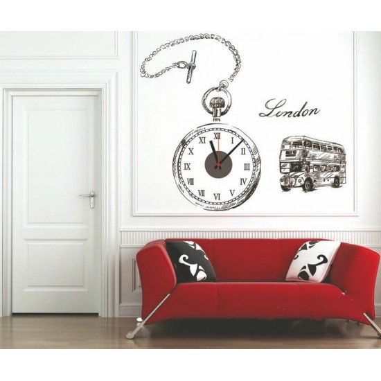 Ceas decorativ de perete, London, Ceas cu Autocolant, 50 cm, CD869
