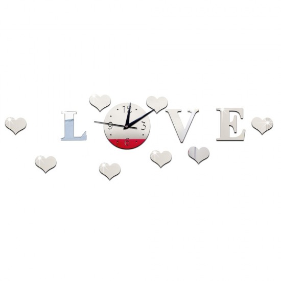 Ceas decorativ de perete, Love, Oglinda acrilica, 50 cm, LK-13 Ceas decorativ de perete, Love, Oglinda acrilica, 50 cm, LK-13