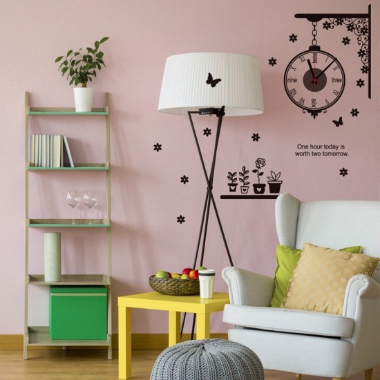Ceas decorativ de perete, Vintage, Ceas cu Autocolant, 40 cm, CD884