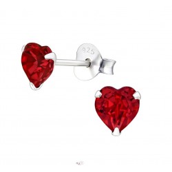  Cercei argint,  in forma de inima cu cristale Swarovski Light Siam, A4S24394