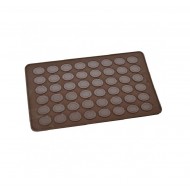 Covor din silicon pentru  Macarons, 48 de cavitati, Maro, 38 cm, 383COF