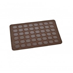 Covor din silicon pentru  Macarons, 48 de cavitati, Maro, 38 cm, 383COF