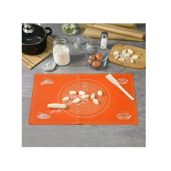 Covoras pentru aluat din silicon, foaie antiaderenta, 56x41 cm, Portocaliu, 555COF