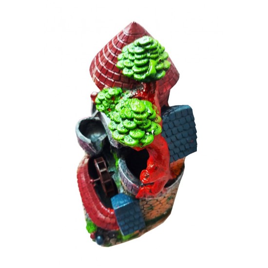 Fantana arteziana, cu buton On/off, Casuta cu turn, 1  bila si leduri, 37 cm, SS1839