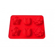 Forma din silicon pentru prajituri, 6 cavitati, Floral, 118COF