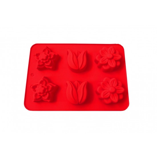 Forma din silicon pentru prajituri, 6 cavitati, Floral, 118COF