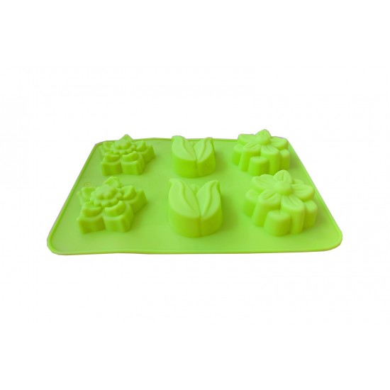 Forma din silicon pentru prajituri, 6 cavitati, Floral, 119COF