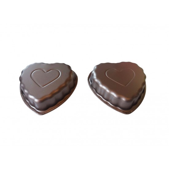 Forma pentru Tarte, Set 2 forme, Inima, Maro, 10 cm, 403COF