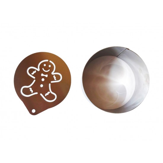 Forma pentru prajituri, Rotund cu sablon de ornat, Model omulet de turta dulce, 7.5 cm, 420COF Forma pentru prajituri, Rotund cu sablon de ornat, Model omulet de turta dulce, 7.5 cm, 420COF