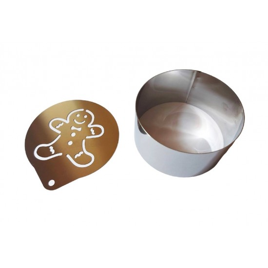 Forma pentru prajituri, Rotund cu sablon de ornat, Model omulet de turta dulce, 7.5 cm, 420COF Forma pentru prajituri, Rotund cu sablon de ornat, Model omulet de turta dulce, 7.5 cm, 420COF