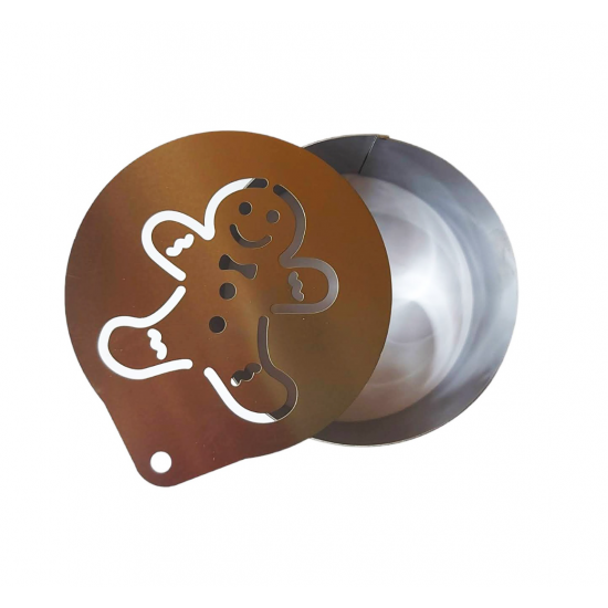 Forma pentru prajituri, Rotund cu sablon de ornat, Model omulet de turta dulce, 7.5 cm, 420COF Forma pentru prajituri, Rotund cu sablon de ornat, Model omulet de turta dulce, 7.5 cm, 420COF