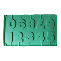 Forma silicon 10 cavitati, Cifre, Acadele din ciocolata sau Acadele din zahar, Verde, 28 cm, 291COF