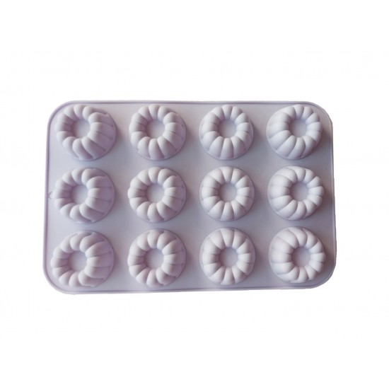 Forma silicon 12 cavitati, Pentru prajituri, Briose, Mov, 29 cm, 230COF