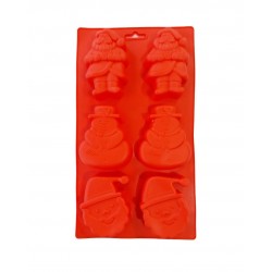 Forma silicon 6 cavitati, Mos Cracioun, Om de Zapada, Pentru prajituri sau Briose, Rosu, 29 cm, 240COF